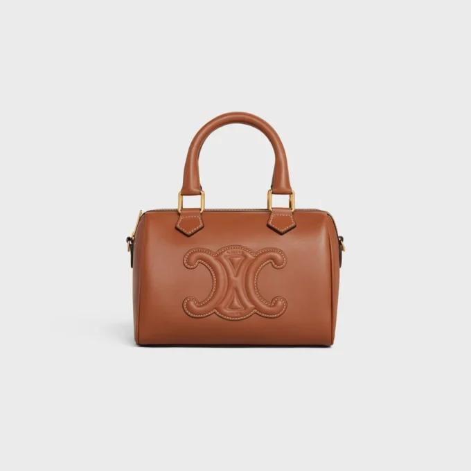 Kleine Boston-Tasche aus glattem Kalbsleder