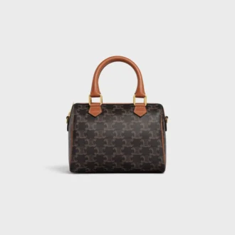 Kleine Boston-Tasche aus Triomphe Canvas und Kalbsleder