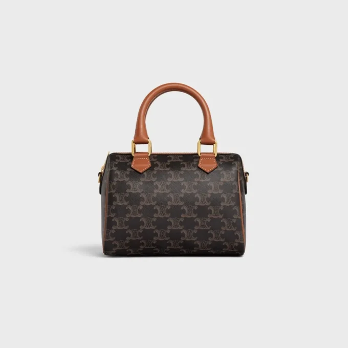 Kleine Boston-Tasche aus Triomphe Canvas und Kalbsleder
