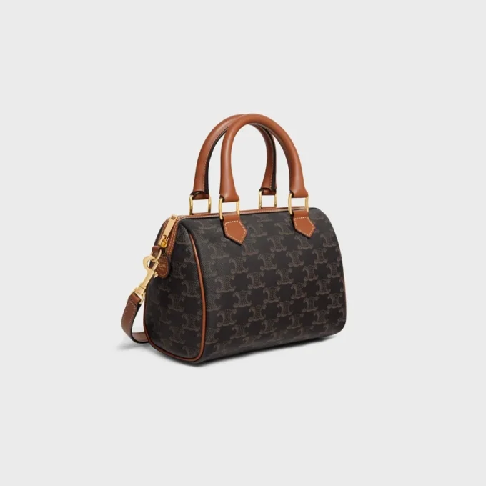 Kleine Boston-Tasche aus Triomphe Canvas und Kalbsleder