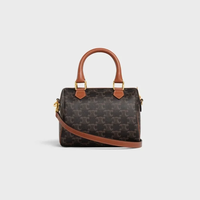 Kleine Boston-Tasche aus Triomphe Canvas und Kalbsleder