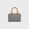 Kleine Boston-Tasche aus Triomphe-Jacquard und Kalbsleder