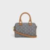 Kleine Boston-Tasche aus Triomphe-Jacquard und Kalbsleder