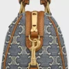 Kleine Boston-Tasche aus Triomphe-Jacquard und Kalbsleder