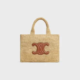 Kleine Cabas Thais aus Raffia und Kalbsleder