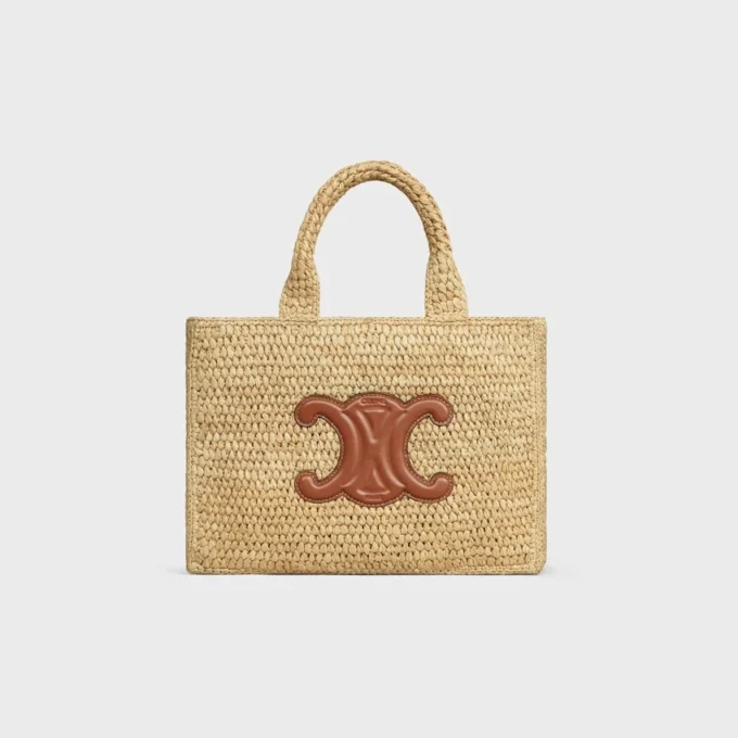 Kleine Cabas Thais aus Raffia und Kalbsleder