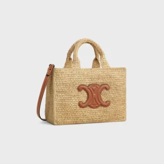 Kleine Cabas Thais aus Raffia und Kalbsleder