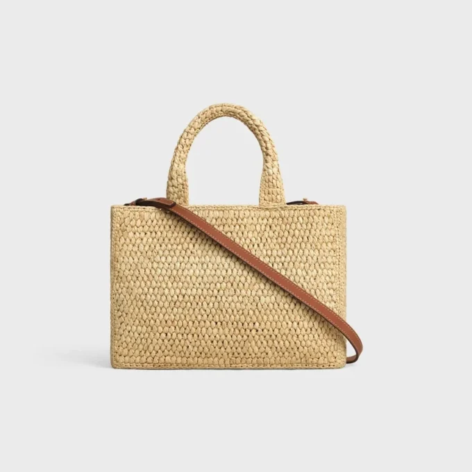 Kleine Cabas Thais aus Raffia und Kalbsleder