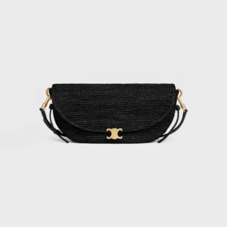 Kleine Halfmoon Soft Triomphe aus Raffia und Lammleder