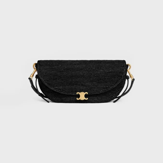 Kleine Halfmoon Soft Triomphe aus Raffia und Lammleder Kleine Halfmoon Soft Triomphe aus Raffia und Lammleder