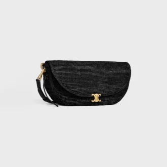 Kleine Halfmoon Soft Triomphe aus Raffia und Lammleder