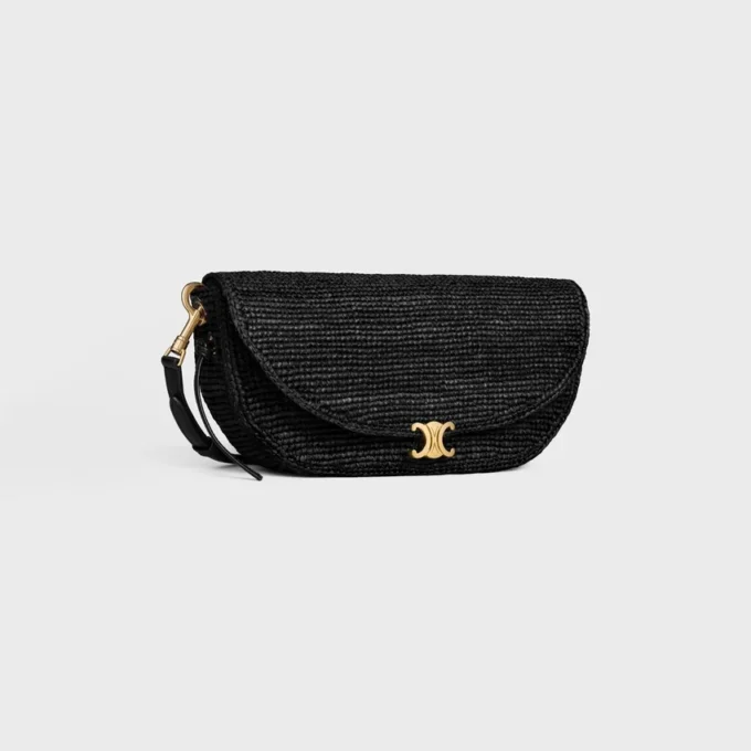 Kleine Halfmoon Soft Triomphe aus Raffia und Lammleder Kleine Halfmoon Soft Triomphe aus Raffia und Lammleder