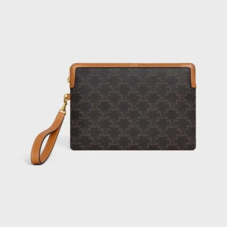 Kleine Tasche mit Riemen aus Cuir Triomphe aus Triomphe Canvas und Kalbsleder