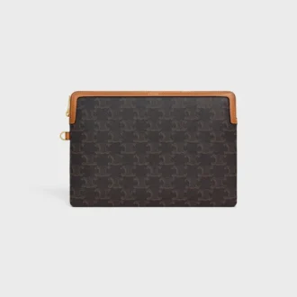 Kleine Tasche mit Riemen aus Cuir Triomphe aus Triomphe Canvas und Kalbsleder