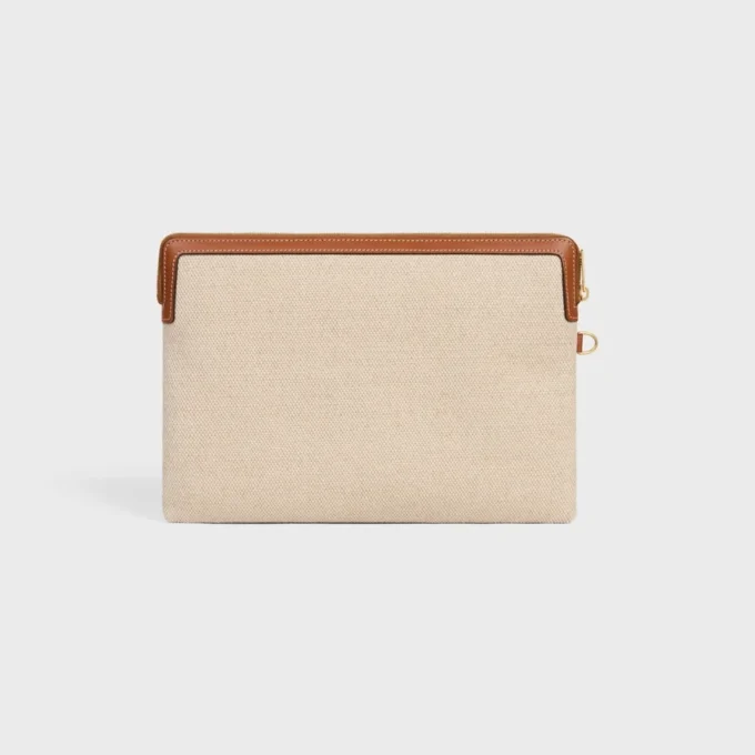 Kleine Tasche mit Riemen aus Textil mit Anker-Stickerei und Kalbsleder Kleine Tasche mit Riemen aus Textil mit Anker-Stickerei und Kalbsleder