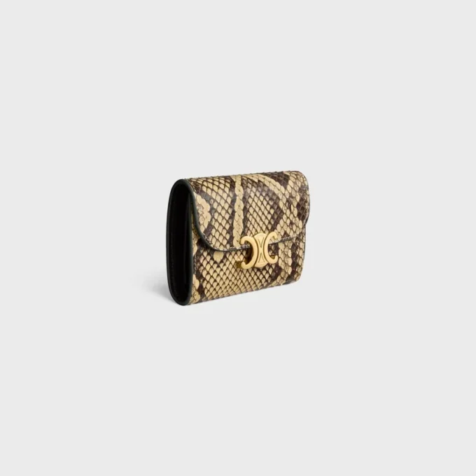 Kleine Triomphe-Brieftasche mit Klappe aus Pythonleder
