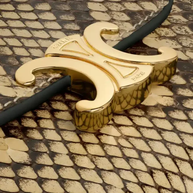 Kleine Triomphe-Brieftasche mit Klappe aus Pythonleder