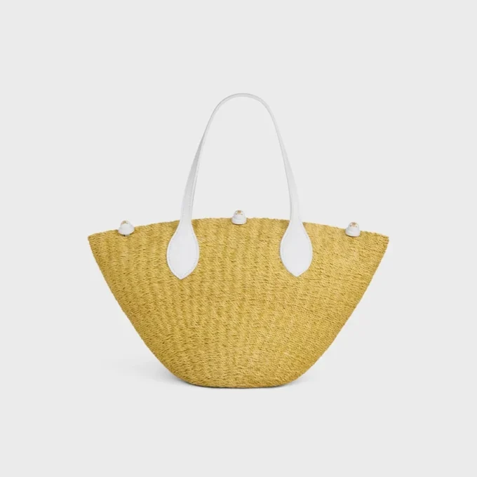 Kleiner „Triomphe“-Perlenkorb aus Sisal und Kalbsleder Kleiner „Triomphe“-Perlenkorb aus Sisal und Kalbsleder