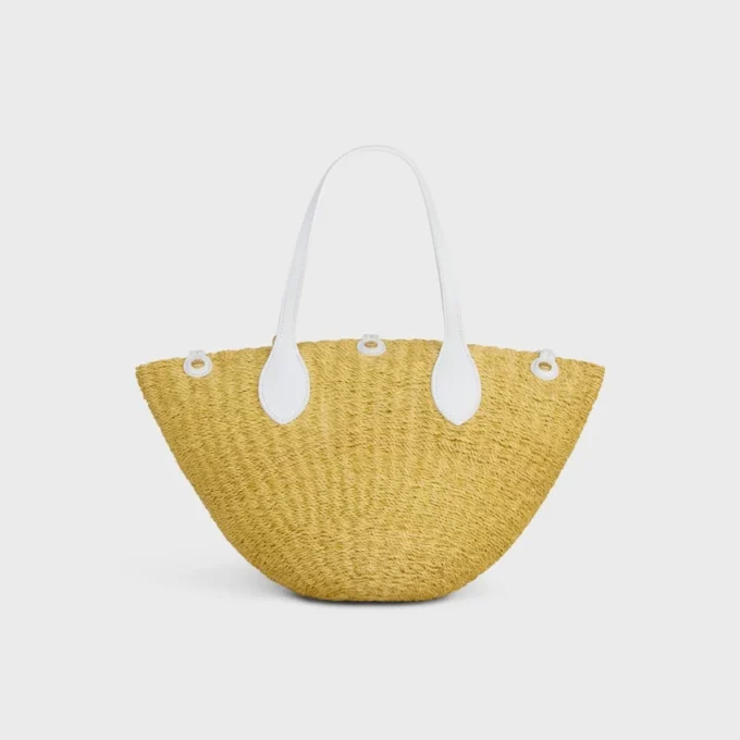 Kleiner „Triomphe“-Perlenkorb aus Sisal und Kalbsleder Kleiner „Triomphe“-Perlenkorb aus Sisal und Kalbsleder