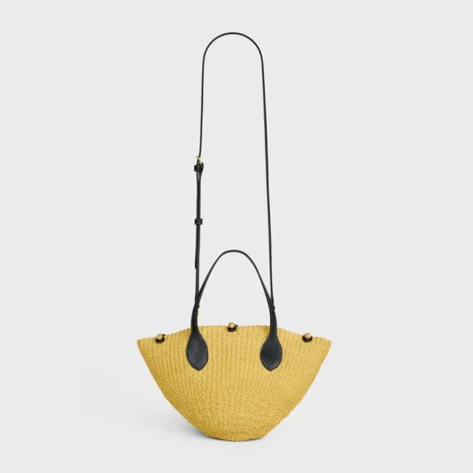 Kleiner „Triomphe“-Perlenkorb aus Sisal und Kalbsleder Kleiner „Triomphe“-Perlenkorb aus Sisal und Kalbsleder