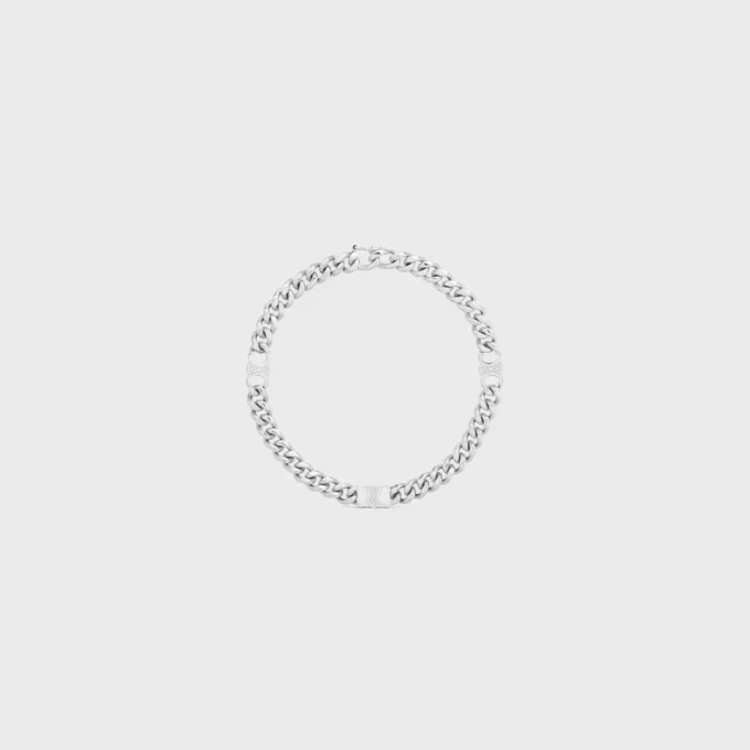 Kleines Triomphe-Gourmette-Armband aus Messing mit Rhodium-Finish
