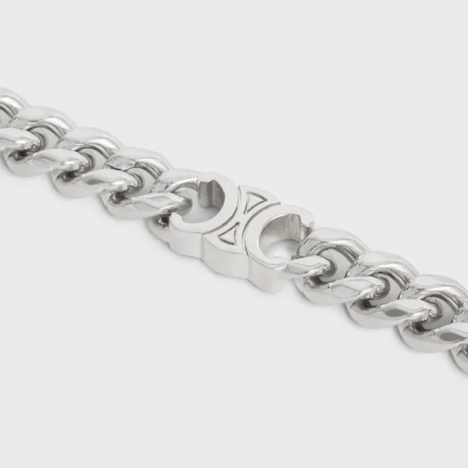Kleines Triomphe-Gourmette-Armband aus Messing mit Rhodium-Finish