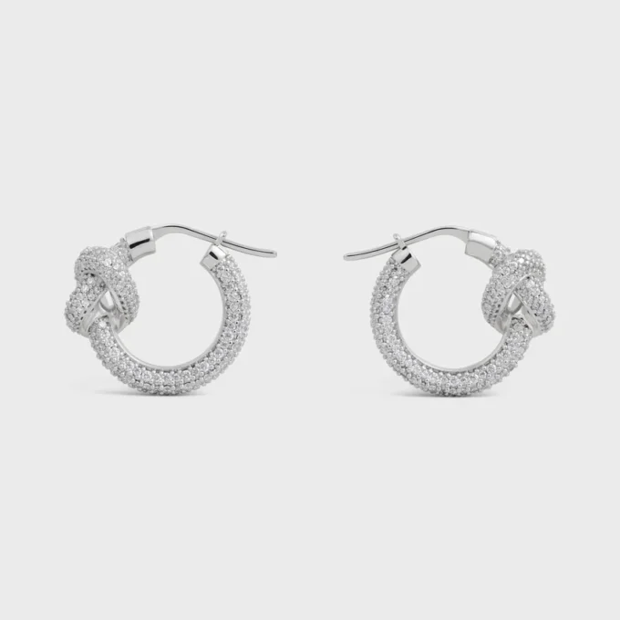 Knot Sparkle Hoops aus Strass und Messing mit Rhodium-Finish Knot Sparkle Hoops aus Strass und Messing mit Rhodium-Finish