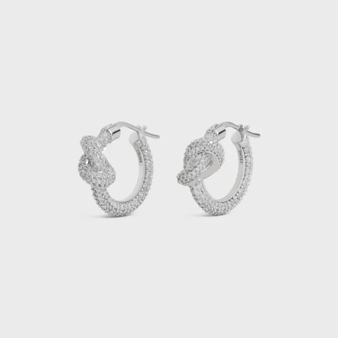 Knot Sparkle Hoops aus Strass und Messing mit Rhodium-Finish Knot Sparkle Hoops aus Strass und Messing mit Rhodium-Finish
