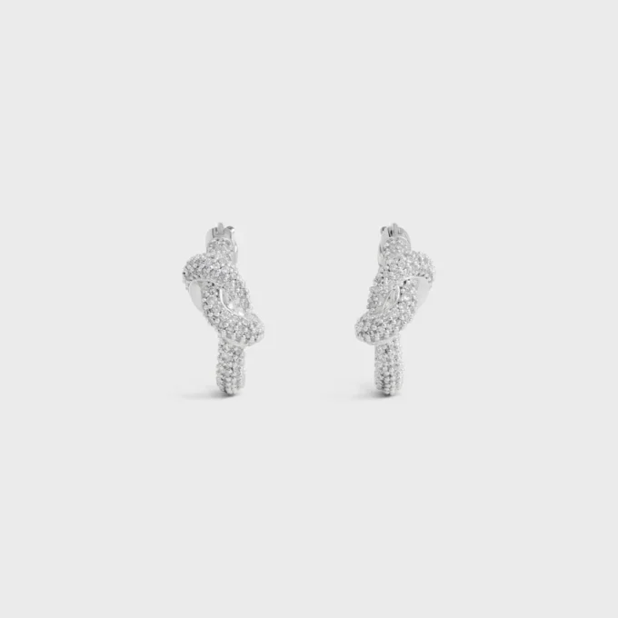 Knot Sparkle Hoops aus Strass und Messing mit Rhodium-Finish Knot Sparkle Hoops aus Strass und Messing mit Rhodium-Finish