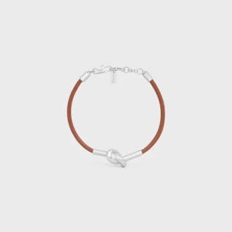 Knotenarmband aus Kalbsleder und Messing mit Rhodiumbeschichtung