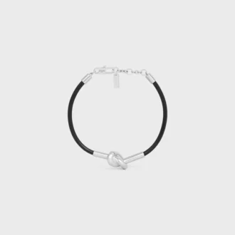 Knotenarmband aus Kalbsleder und Messing mit Rhodiumbeschichtung