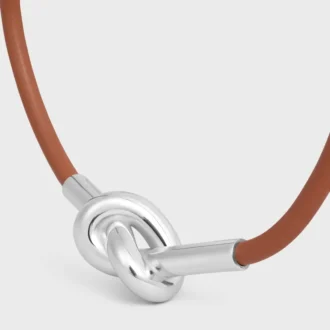 Knotenarmband aus Kalbsleder und Messing mit Rhodiumbeschichtung
