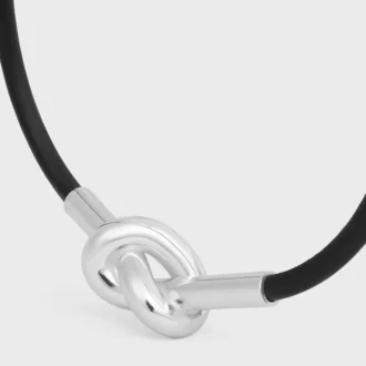 Knotenarmband aus Kalbsleder und Messing mit Rhodiumbeschichtung