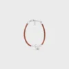 Knotenarmband aus Kalbsleder und Messing mit Rhodiumbeschichtung