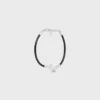 Knotenarmband aus Kalbsleder und Messing mit Rhodiumbeschichtung