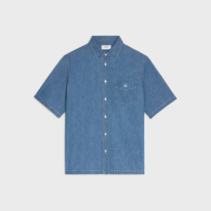 Kurzarmhemd aus Baumwoll-Denim