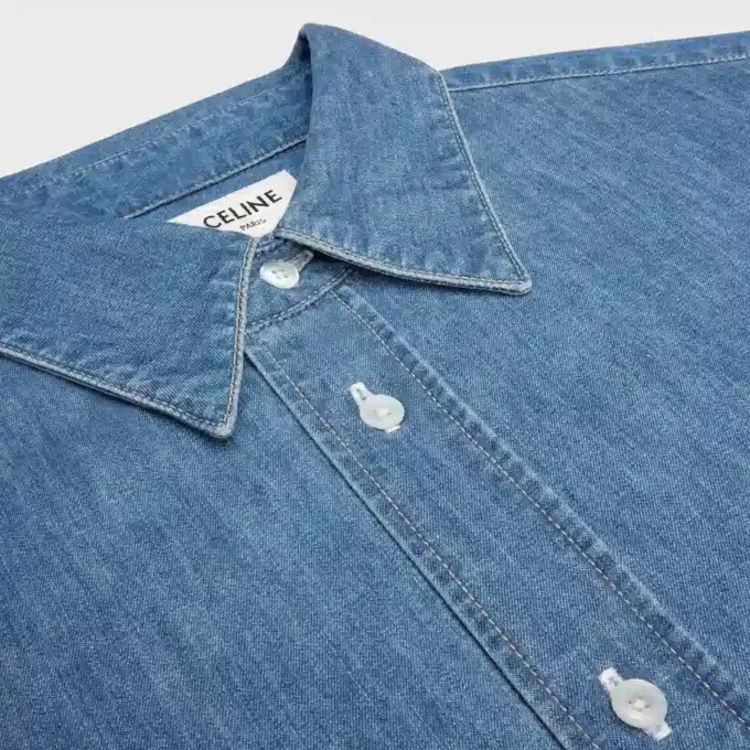 Kurzarmhemd aus Baumwoll-Denim