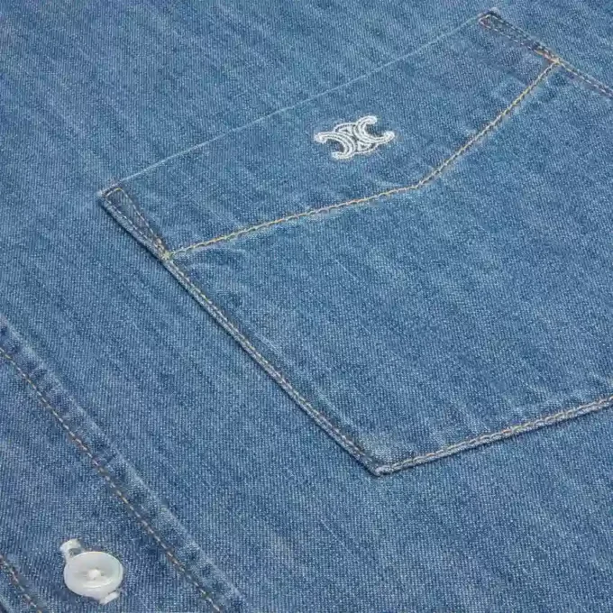 Kurzarmhemd aus Baumwoll-Denim
