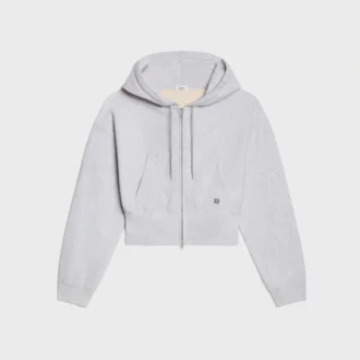 Kurzer Kapuzenpullover mit Reißverschluss aus Baumwollfleece