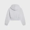 Kurzer Kapuzenpullover mit Reißverschluss aus Baumwollfleece