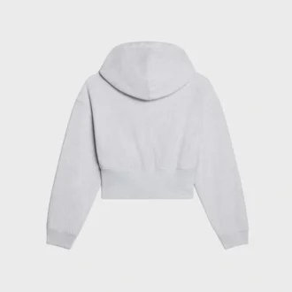 Kurzer Kapuzenpullover mit Reißverschluss aus Baumwollfleece