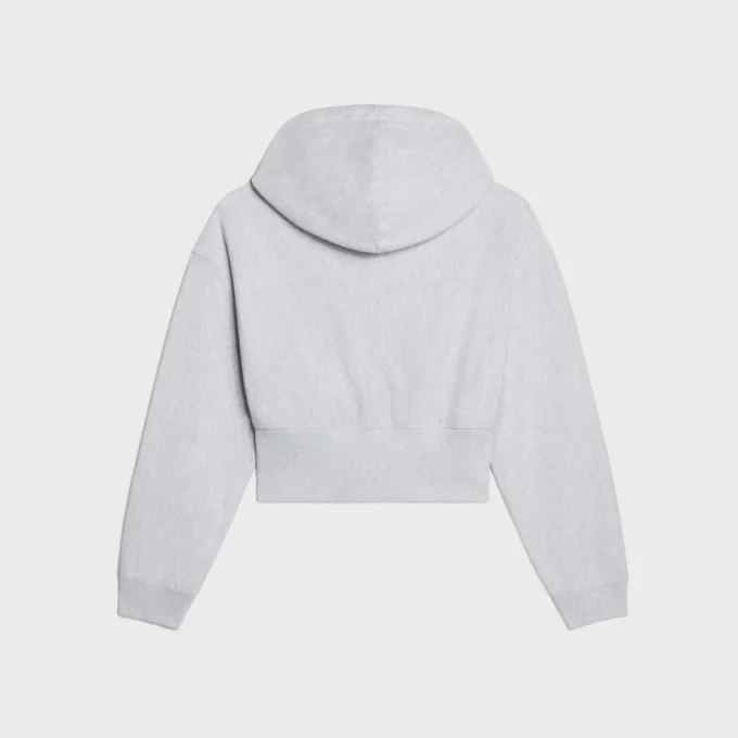 Kurzer Kapuzenpullover mit Reißverschluss aus Baumwollfleece