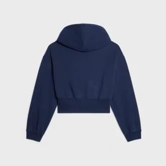 Kurzer Kapuzenpullover mit Reißverschluss aus Baumwollfleece