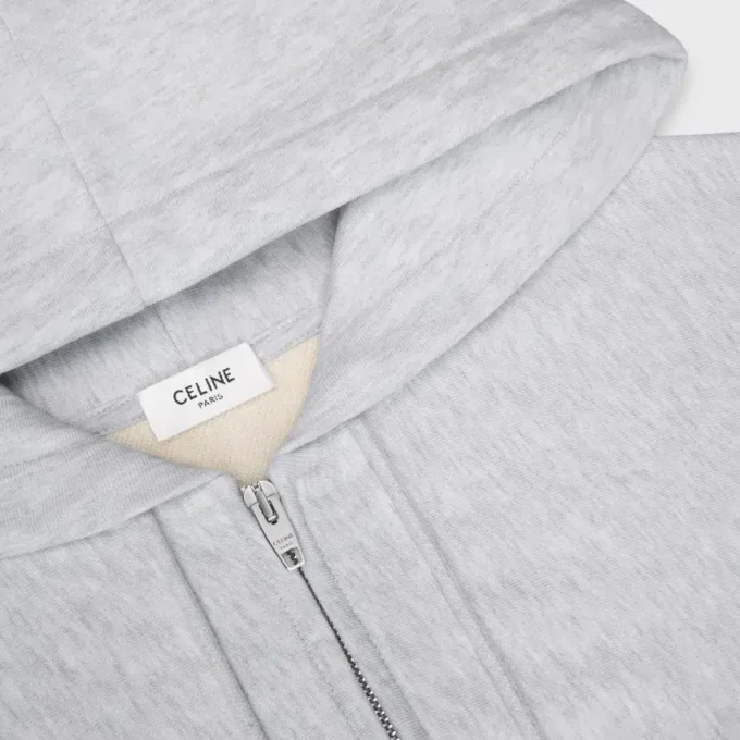 Kurzer Kapuzenpullover mit Reißverschluss aus Baumwollfleece