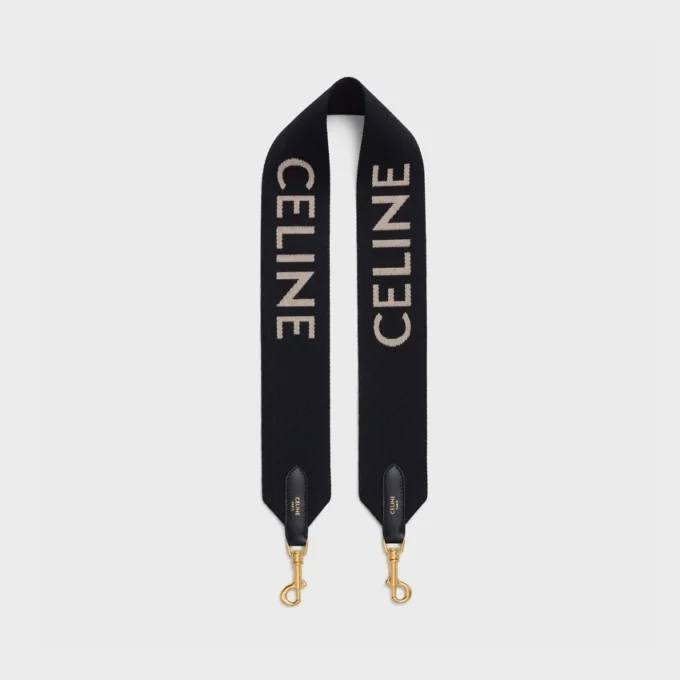 Kurzer Riemen aus Wolle mit CELINE-Jacquard Kurzer Riemen aus Wolle mit CELINE-Jacquard