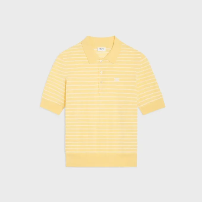 Kurzärmeliger Polo-Pullover aus feiner Baumwolle