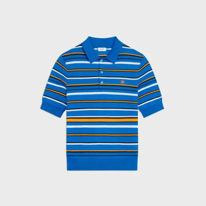 Kurzärmeliger Polo-Pullover aus feiner Baumwolle