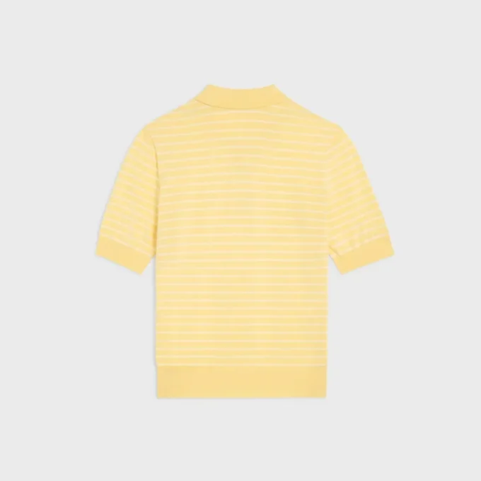 Kurzärmeliger Polo-Pullover aus feiner Baumwolle