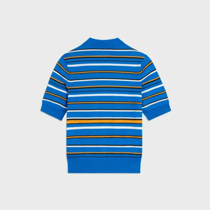 Kurzärmeliger Polo-Pullover aus feiner Baumwolle