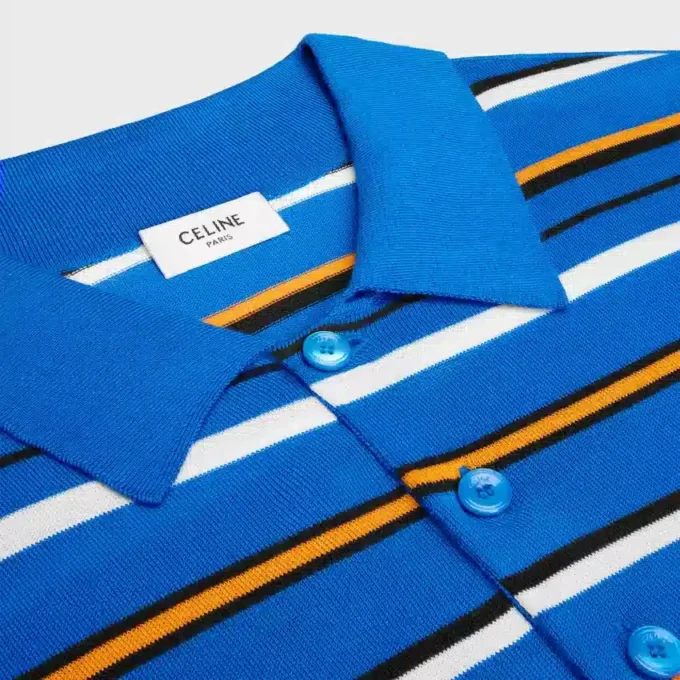 Kurzärmeliger Polo-Pullover aus feiner Baumwolle
